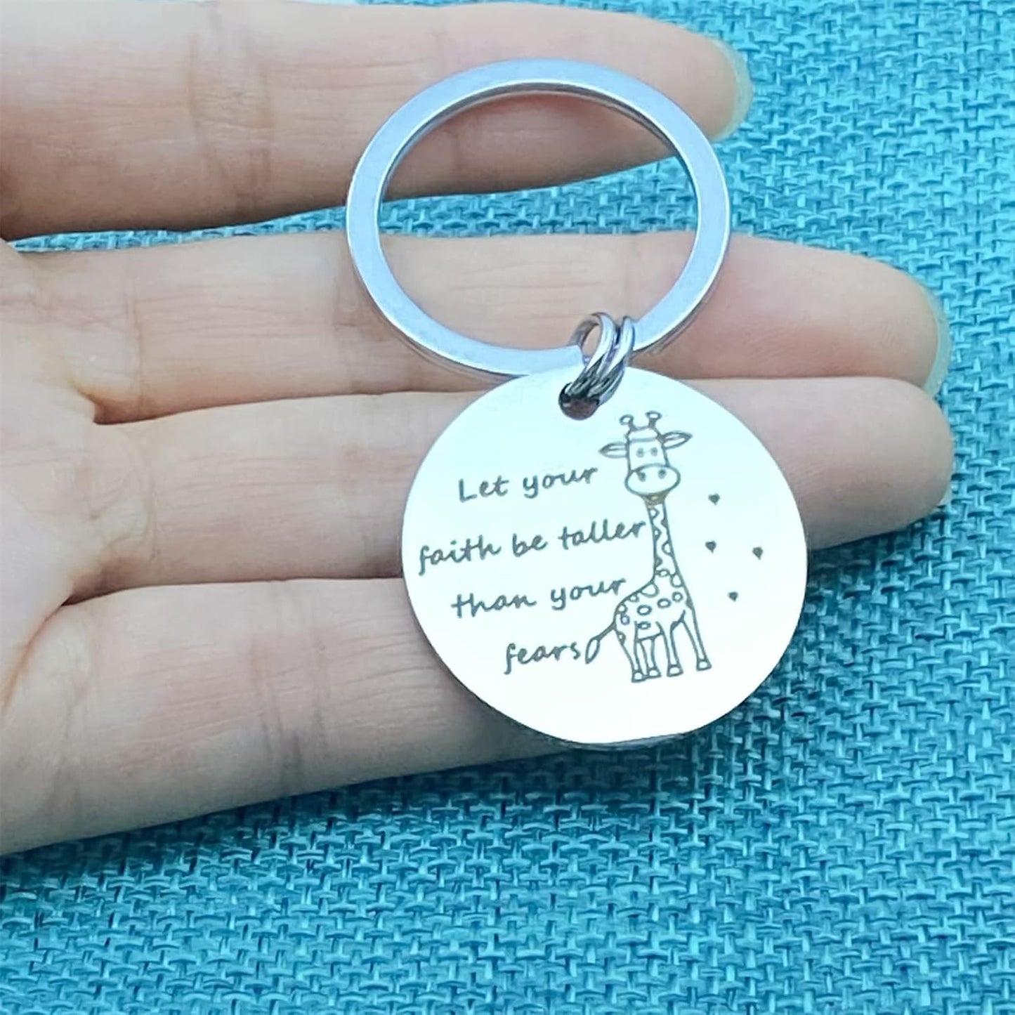 Giraffe Spiritual Themed Keychain - Let Your Faith Be Taller Than Your Fears - Religious Gift for Women, Giraffe Lovers, Friends, Family - Birthday, Graduation Jewelry