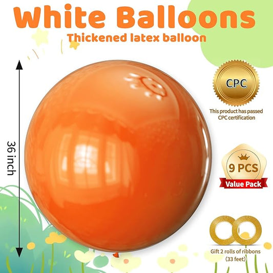 KAWKALSH Orange Balloons 9pcs, 36 Inch Large Orange Balloons for Balloon Garland Arch as Birthday Party Decorations, Wedding Decorations