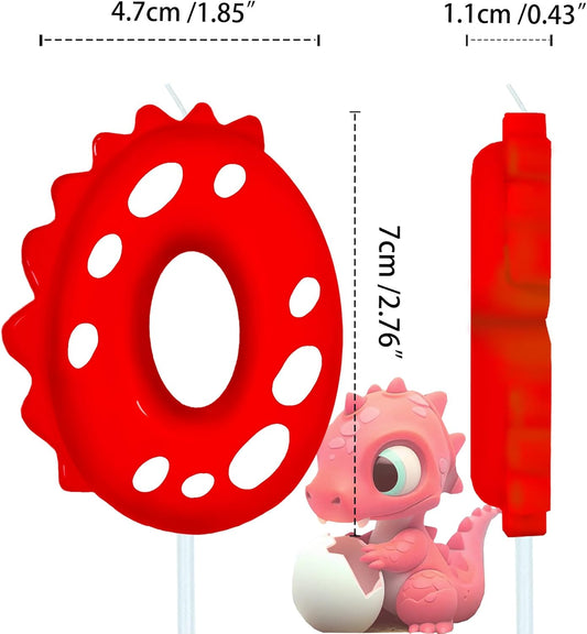 Number Birthday Candles(0 Candle Red) Dinosaur Shape Number Happy Birthday Cake Candles for Dinosaur Birthday Party Decoration Reunions Theme Party