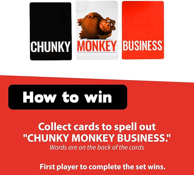 Chunky Monkey Business, Funny Fill-in-The-Blank Word Guessing Brain Teaser Party Game for Game Nights, Family Fun, and Groups, Ages 10+