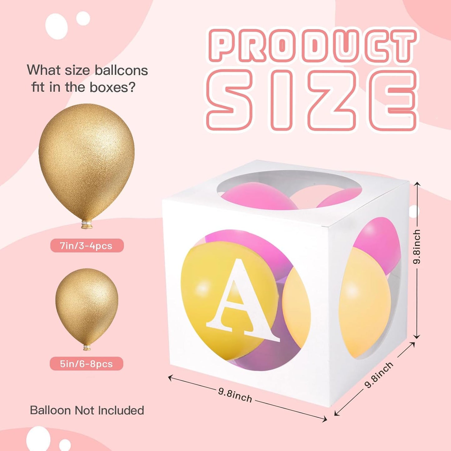 Baby Boxes with Letters for Baby Shower,Transparent Balloon Box 4 PCS Clear Baby Shower Decorations Block Boxes for Gender Reveal,Birthday Party Decorations