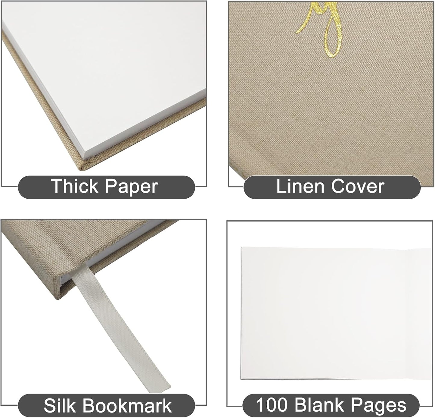 Personalized Wedding Guest Book-for Wedding Reception and Various Celebrations Including Birthday Parties, Anniversaries, Baby Showers-100 Blank Pages for Guest Signatures and Photo Displays (Beige)