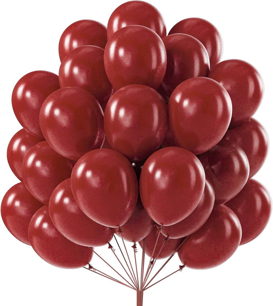 PartyWoo Burgundy Balloons 100 pcs 12 Inch Dark Red Maroon Fall Latex Balloons for Graduation Thanksgiving Valentine's Day Wedding Anniversary Engagement Christmas Birthday Party Decorations Red-Y62