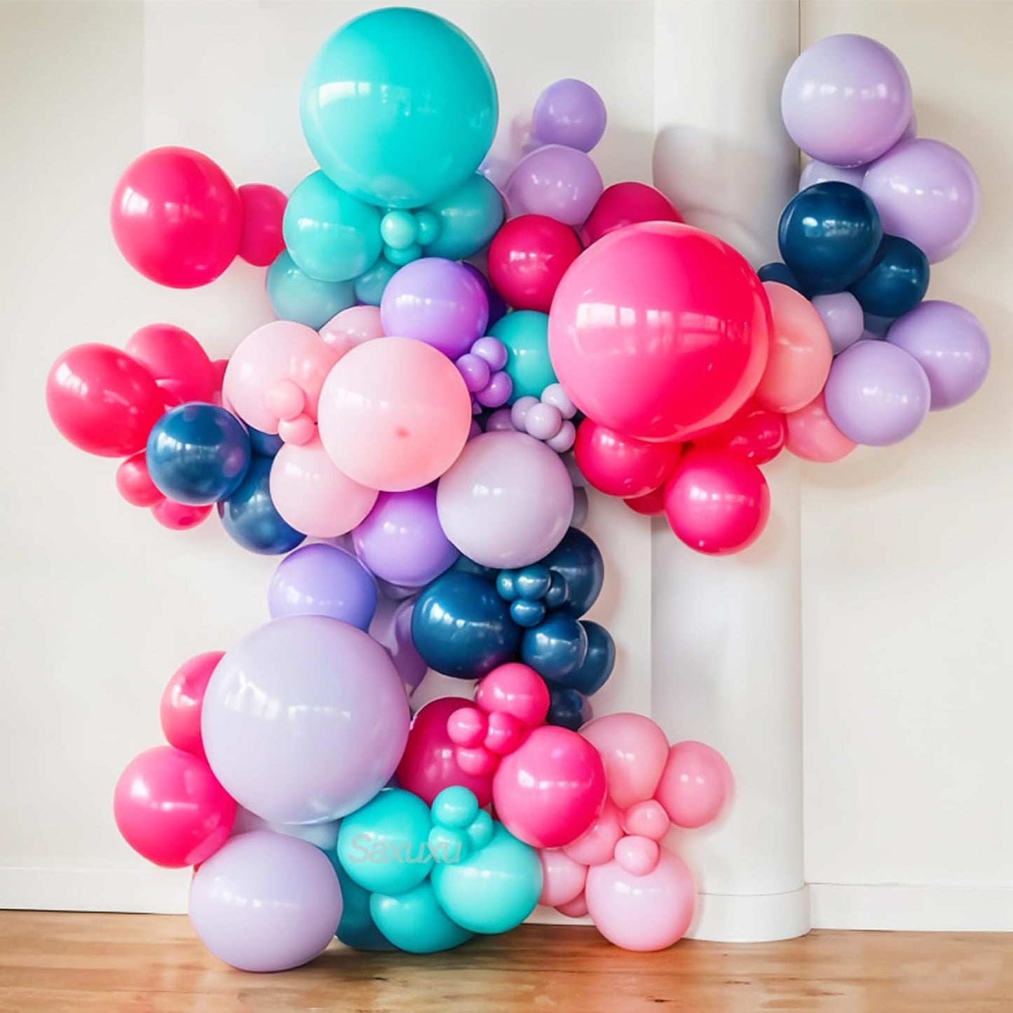 Pink Purple Balloon Arch Kit, Pink Purple Blue Balloon Garland Arch Kit, Gold Confetti Balloons For Girls women Princess Birthday Baby Shower Neon Theme Party Wedding Bridal Shower Bachelorette Decor