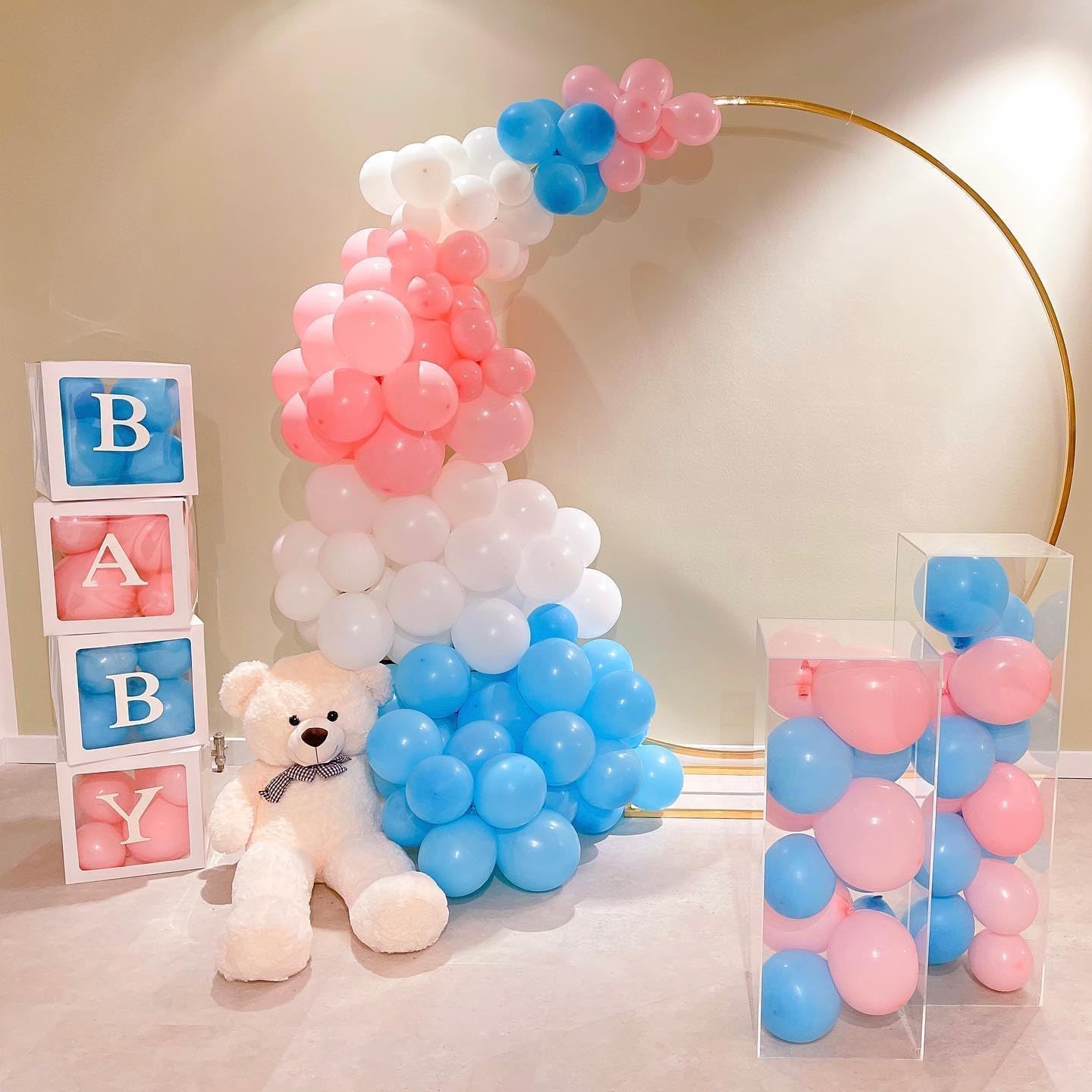 Paready Pastel Blue and Pink Balloons Set, 60Pcs Pearl Pink and Blue Balloons,12 Inch Pastel Confetti Balloons for Kids Girls Women Birthday Baby Shower Gender Reveal Birthday Party Supplies