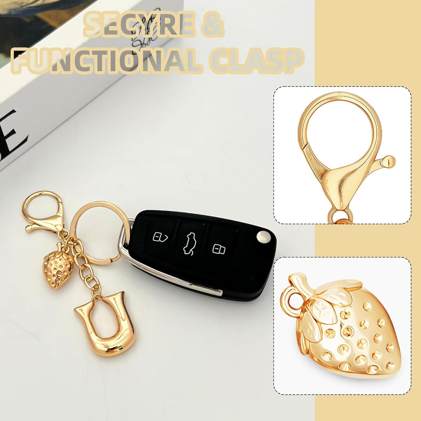Gold Bubble Heart Initial Bag Charms for Handbags – Cute Initial Letter Keychain for Women, Purse Charms, Gold Gift