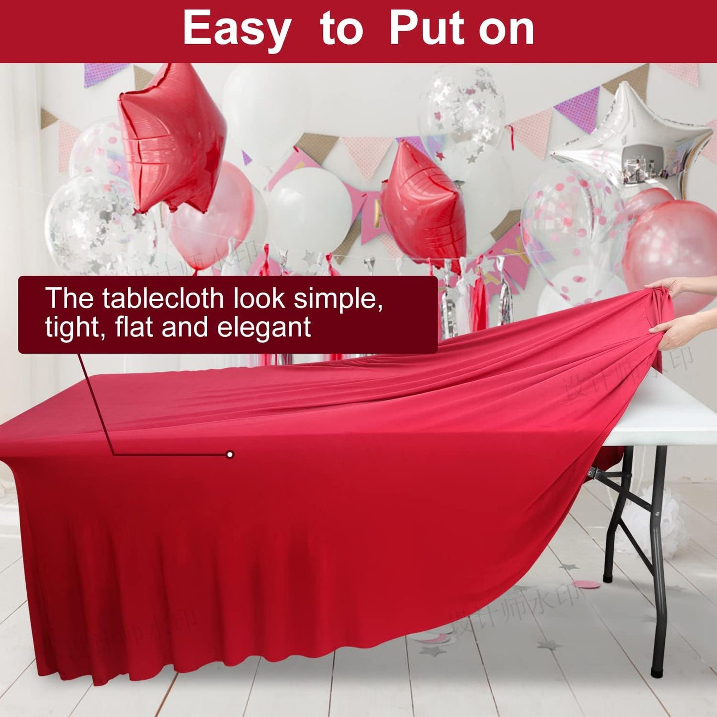 Thick 2 in 1 Spandex Table Skirt and Cover 6ft, Rectangle Fitted Tablecloth with Pleated Skirt, Wrinkle Free Rectangular Table Cloth for Banquets Vendor Event (Burgundy, 72"*30"*29")