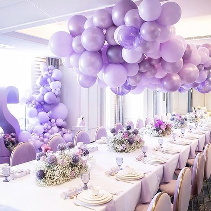 PartyWoo Pearl Lavender Balloons 140pcs Different Sizes Pack of 18 12 10 5 Inch Pearl Light Pastel Purple Lilac Balloon Arch Kit for Bachelorette Fairy Girl Birthday Party Decorations Purple-Z32