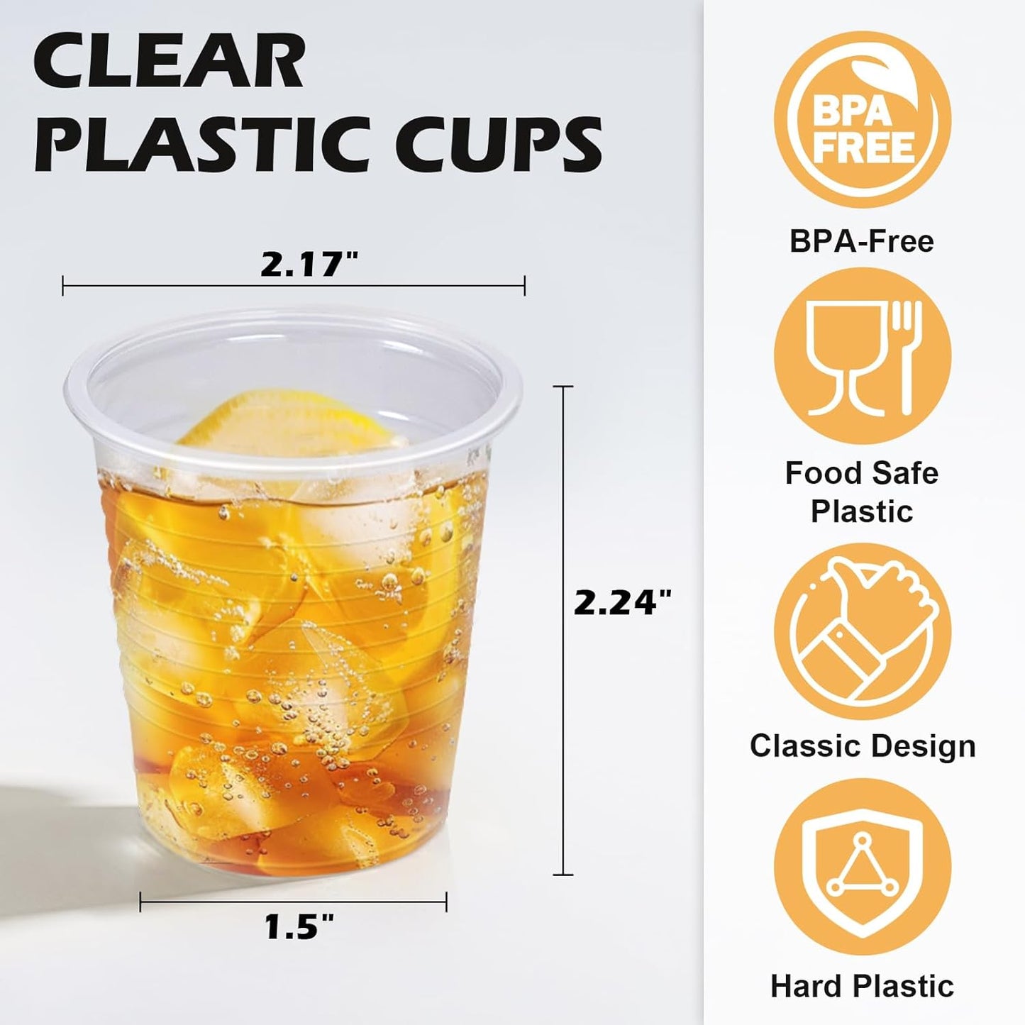 1500 Pack 3 oz Plastic Cups, Clear Disposable Plastic Cups Bulk, Small Mouthwash Cup, Cold Drinking Cup for Travel, Bathroom, Travel, Picnic