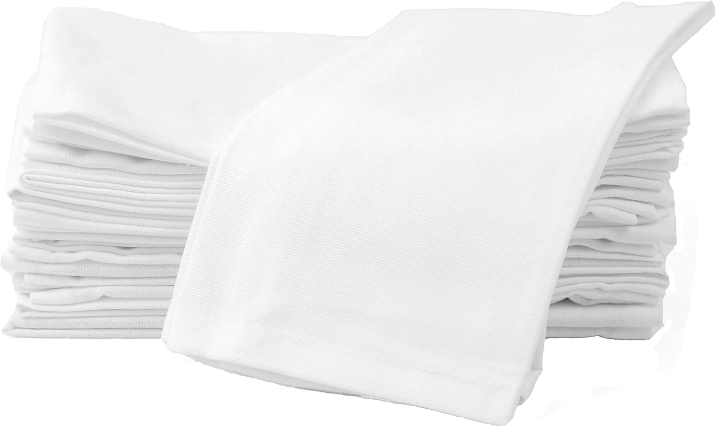 AMOUR INFINI Cotton Cloth Napkins Set of 12 - Soft Premium Dinner Napkins with Hemmed Edges, Hotel Quality 18x18 Inch for Home Dining, Table Decor (White)