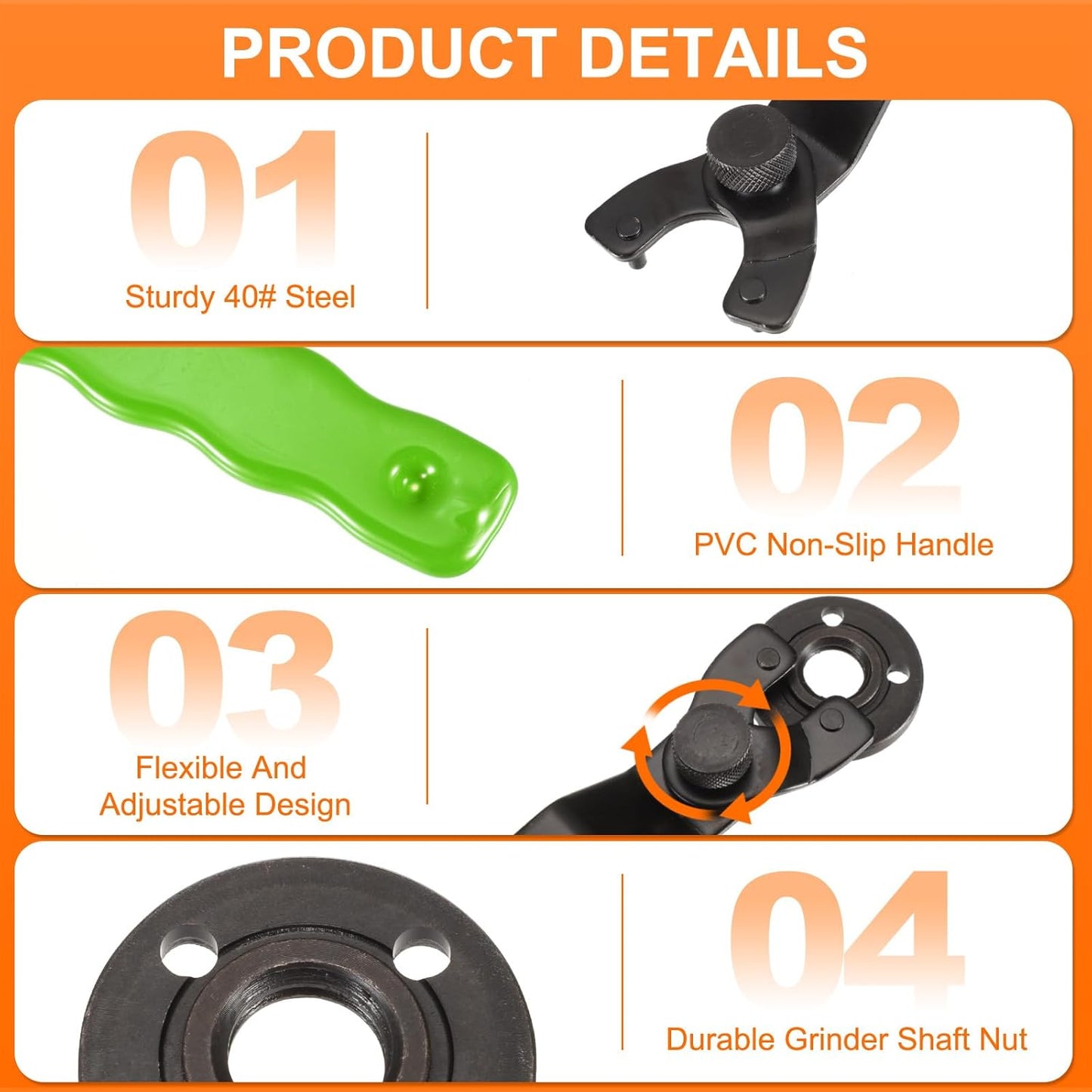 HARFINGTON Adjustable Angle Grinder Wrench Set 0.4"-1.9" Range Universal Lock Nut Pin Spanner Wrench with Grinder Shaft Nuts for Angle Grinder Table Grinder, Green