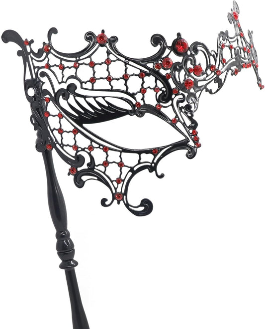 Coddsmz Masquerade Mask with Stick Venetian Mask Mardi Gras Decorations for Womens Halloween Costume Mask