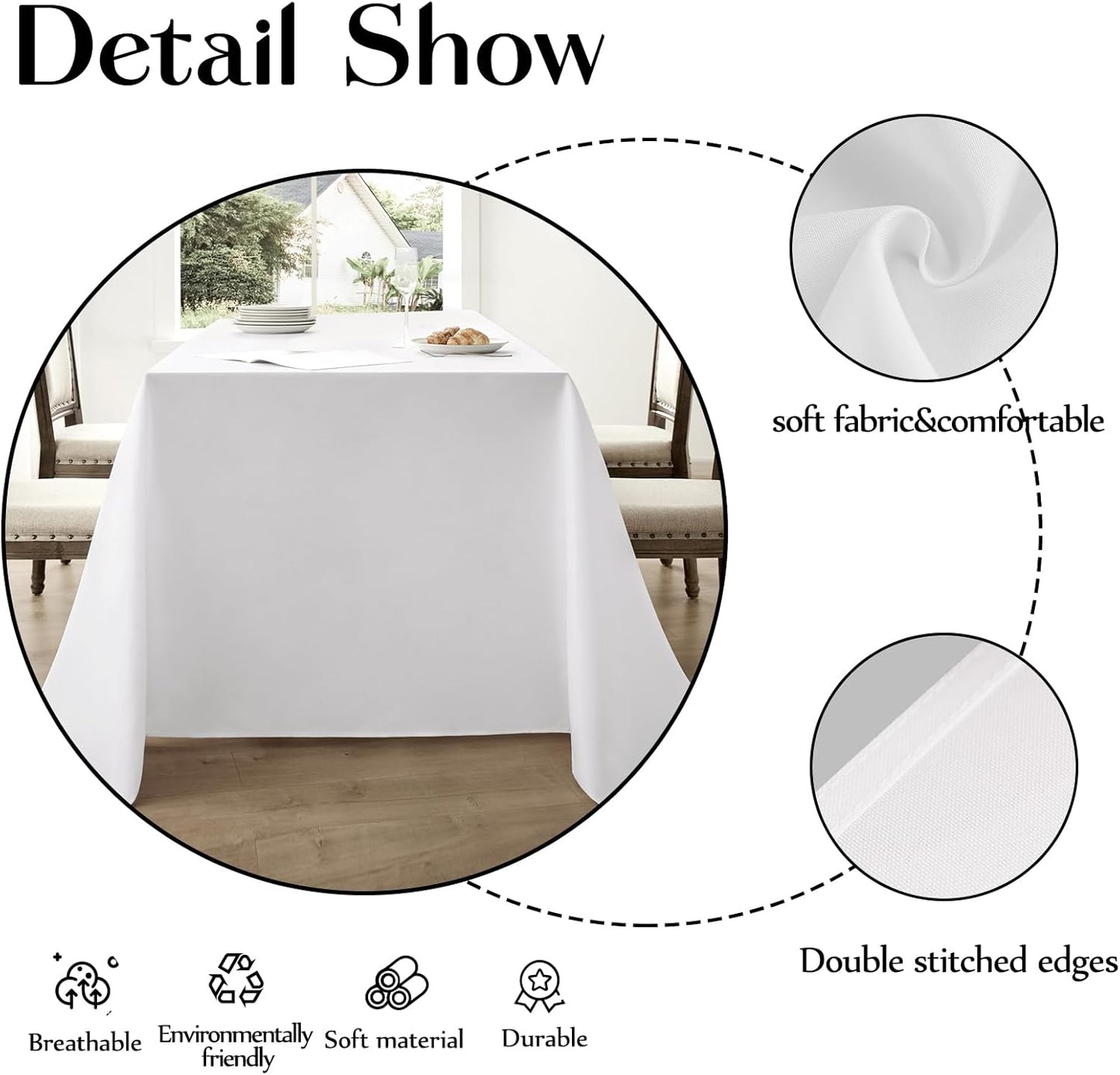 Rectangle Tablecloths 60x120 Inch 10 Pack White Tablecloth Washable Decorative Linen Polyester Table Cloths for Dining Table Banquets Buffet Parties and Wedding