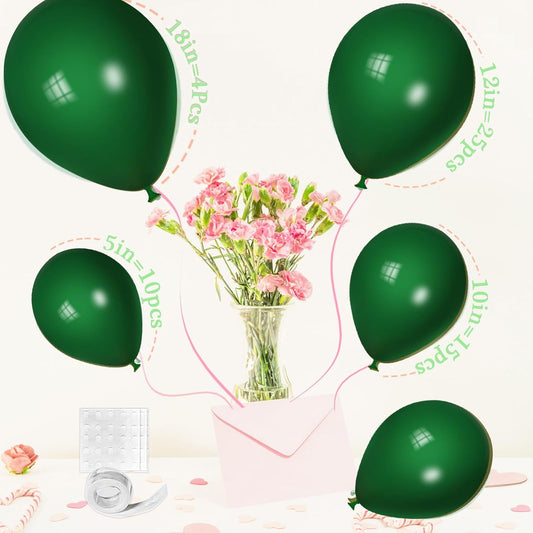 Dark Green Balloons, Scmdoti Forest Greenn Balloons Different Sizes 18 12 10 5 Inches, Green Balloon Garland Arch for Safari Party Birthday Baby Shower Bridal Shower Spring Decorations(Dark Green)