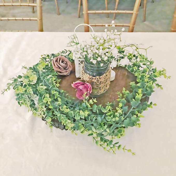 Artificial Eucalyptus Mini Leaves Garland Faux Plastic Leaf Décor Anniversary Engagement Party Wedding 6ft Table Craft Design DIY