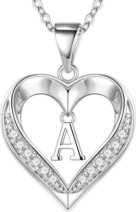 TURANDOSS Valentines Day Gifts for Kids Teen Girls - Heart Initial Necklaces, Dainty 14K Gold Plated CZ Heart Letter A-Z Pendant Necklace Trendy Jewelry Valentines Day Gifts for Wife Girlfriend