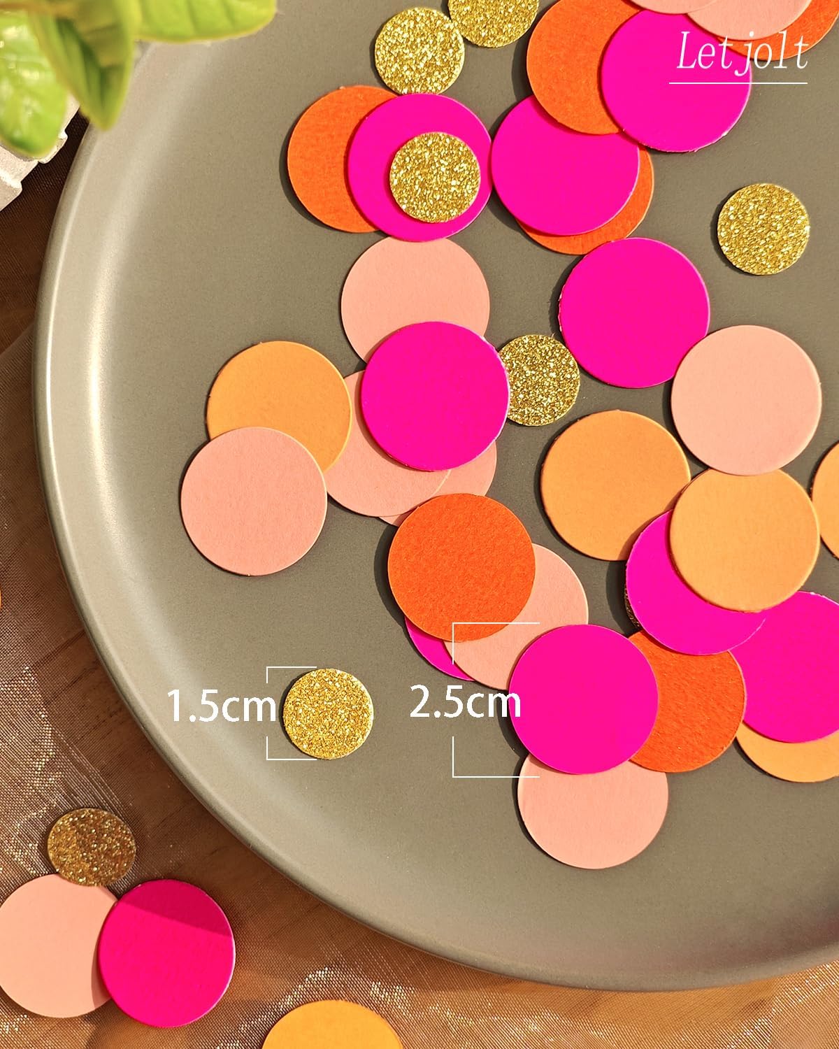 Letjolt Pink Orange Paper Confetti Glitter Golden Scatter Table Decoration Surprise Craft Supplies Birthday Party Bridal Baby Shower Party Wedding Gift Circle Dots Decor 100 Pcs
