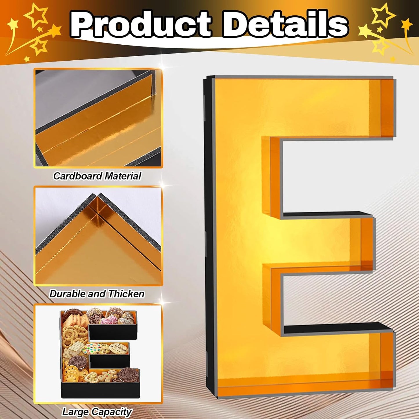 ONE Charcuterie Board Letters Fillable, ONE Cardboard Letters for Charcuterie, ONE Letters for Food Chocolate Cupcake Candy, Paper Mache Letter Trays for Birthday Baby Shower Anniversary Decoration