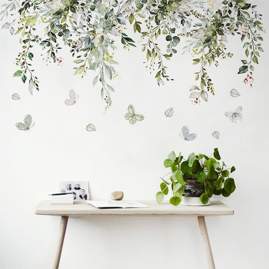 2 Set Tree Wall Stickers Decals Peel and Stick Decor Flower Decal Art Decor Boho Floral Walls Stickers & Murals Wall Decals for Living Room Bedroom Walls Decals Peel and Stick