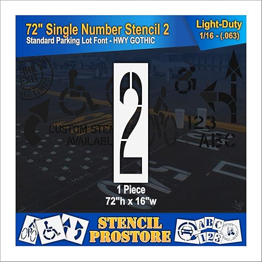 Pavement Stencils - 72 inch Single Number Stencil - 2-72" x 16" x 1/16" (63 mil) - Light-Duty