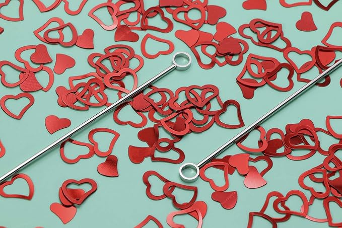 ONLYKXY 1200Pcs Love Heart Shaped Confetti, Table Wedding Decoration, Glitter Confetti for Wedding Party (Red)