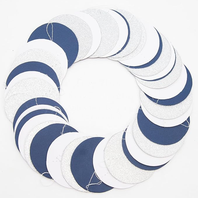 Silver Navy-Blue White Birthday-Party-Decorations - 52Ft Paper Garland Circle Dots Streamer Graduation Banner Christmas Decoration Baby Shower Bridal Engagement Bachelorette Hanging Decor HongTongTong