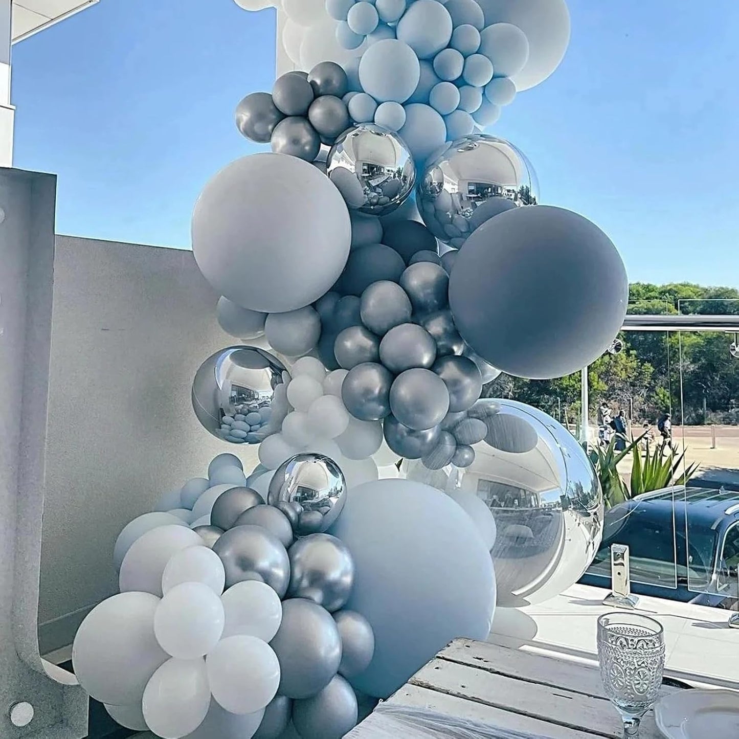 105pcs Dusty Blue Balloons 12inch Party Latex Balloons for Boys Girls Birthday Baby Shower Gender Reveal Wedding Sunflower Party Decorations