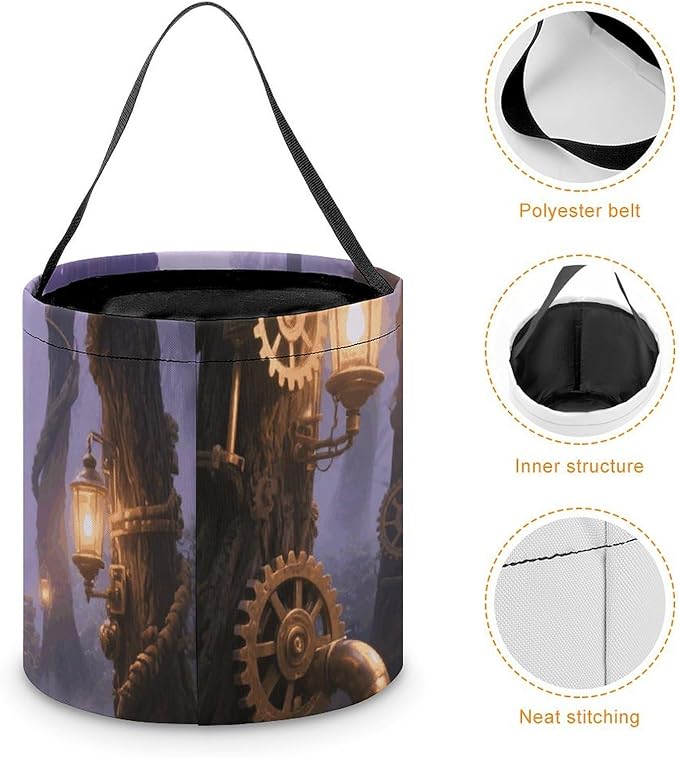 Halloween Candy Bucket - Gothic Fog Forest Trick Or Treat Candy Bag, Gift Bag for Party Favor Supplies