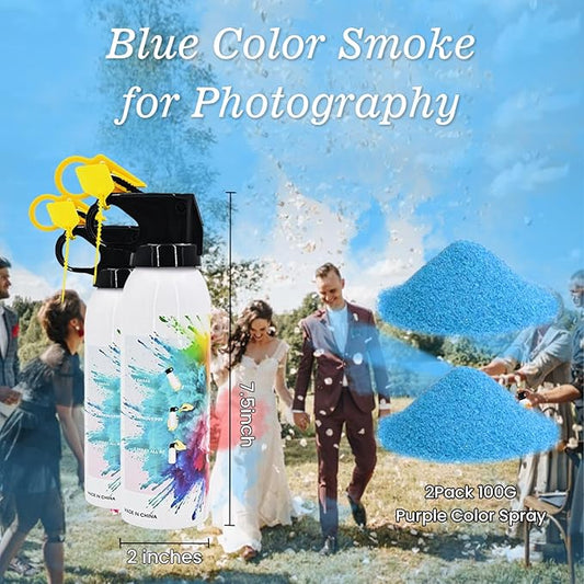 Gender Reveal Fire Extinguisher 2 Pack Blue Smoke Atmosphere Fog for Baby Reveal Photoshoot Video Props Stage Mister Foggers Blue Smoke Gender Reveal Extinguishers for Birthday Wedding Party