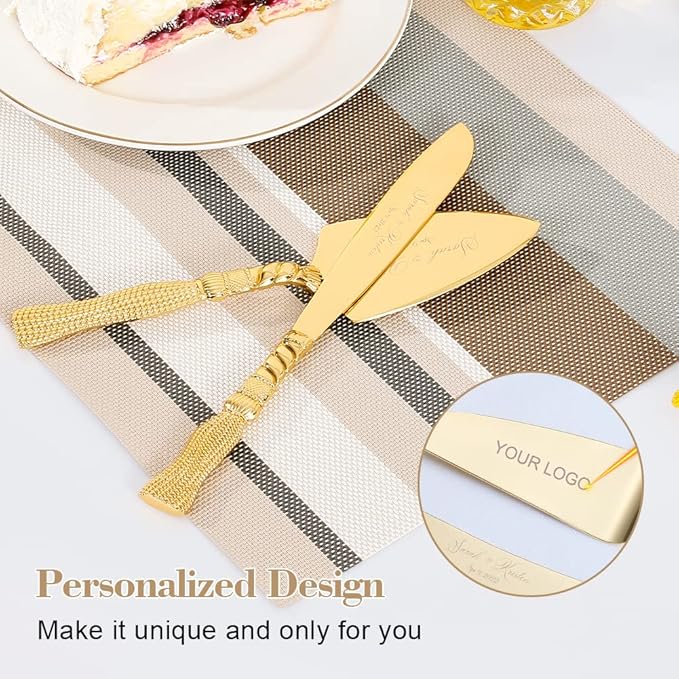 TUKDAK Cake Cutting Set for Wedding, Personalized Gold Cake Knife and Server Set, Custom Cake Serving Set, Engraved Pastry Pie Server Cake Pizza Cutter, Birthday Bridal Gift (CUS-Tassel)