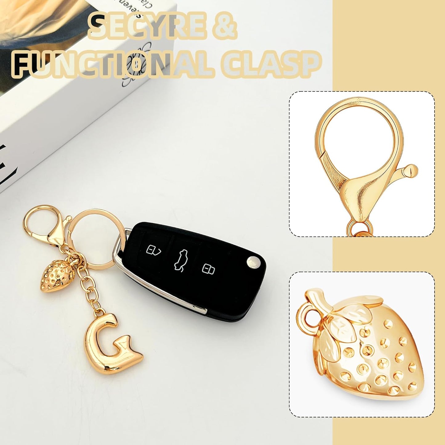 Gold Bubble Heart Initial Bag Charms for Handbags – Cute Initial Letter Keychain for Women, Purse Charms, Gold Gift