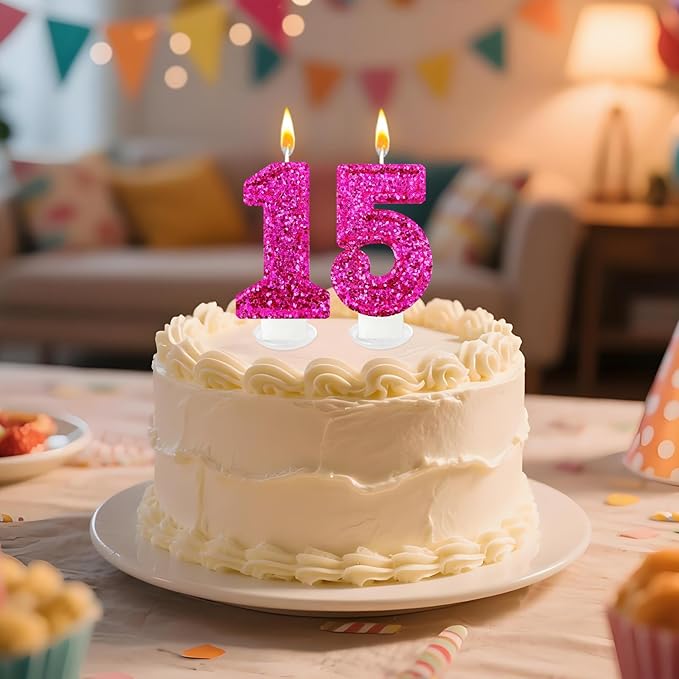 Zailo Birthday Number Candles, Glitter Number Candle Cake Decorations with Sequins, Cupcake Decorations for Girls, Women, Party Anniversary Celebrations (Number 5, Bright red)