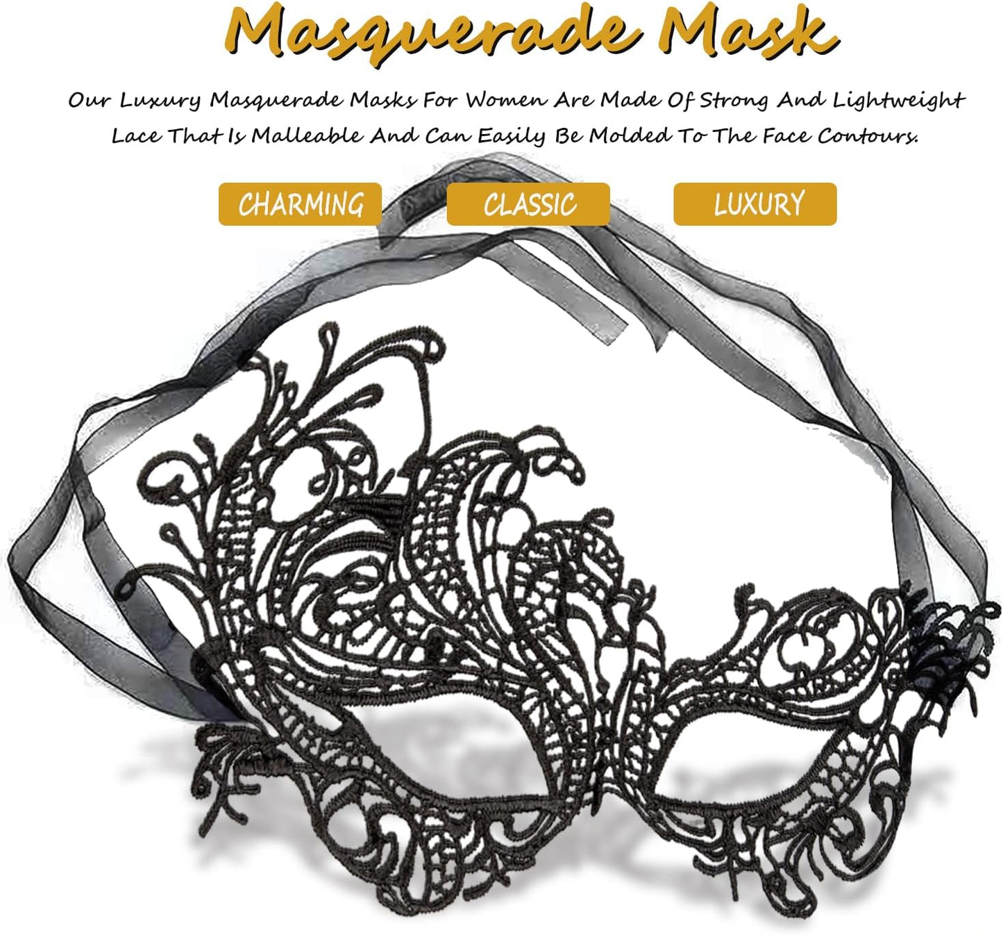 Masquerade Mask for Women Lace Masks for Venetian Party Costume Halloween Carnival
