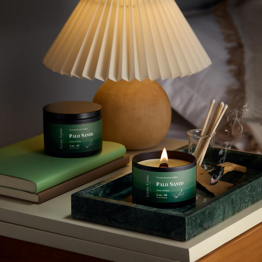 Palo Santo Pure Beeswax Candle Tin - 30+ Hours Long Burning Classically Designed Non-Toxic Scented Candles for Home Decor and Aromatherapy to Stress & Anxiety Relief with Natural Fragrance - 5 oz