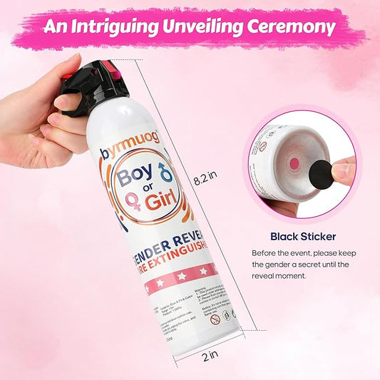 Gender Reveal Fire Extinguisher 2 Pack Color Powder Blasters Spray with Biodegradable Smoke for Baby Girl Reveal Party Ideas & Decorations (Pink)