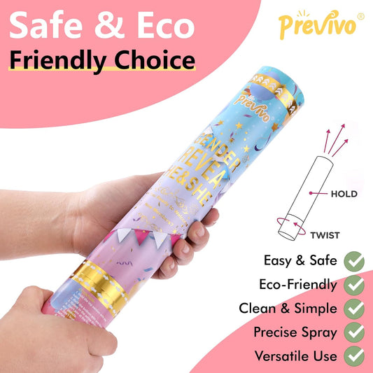 Previvo Gender Reveal Confetti Powder Cannon - 4 Pack Pink Baby Gender Reveal Poppers - 100% Biodegradable Powder Smoke - Ideas Party