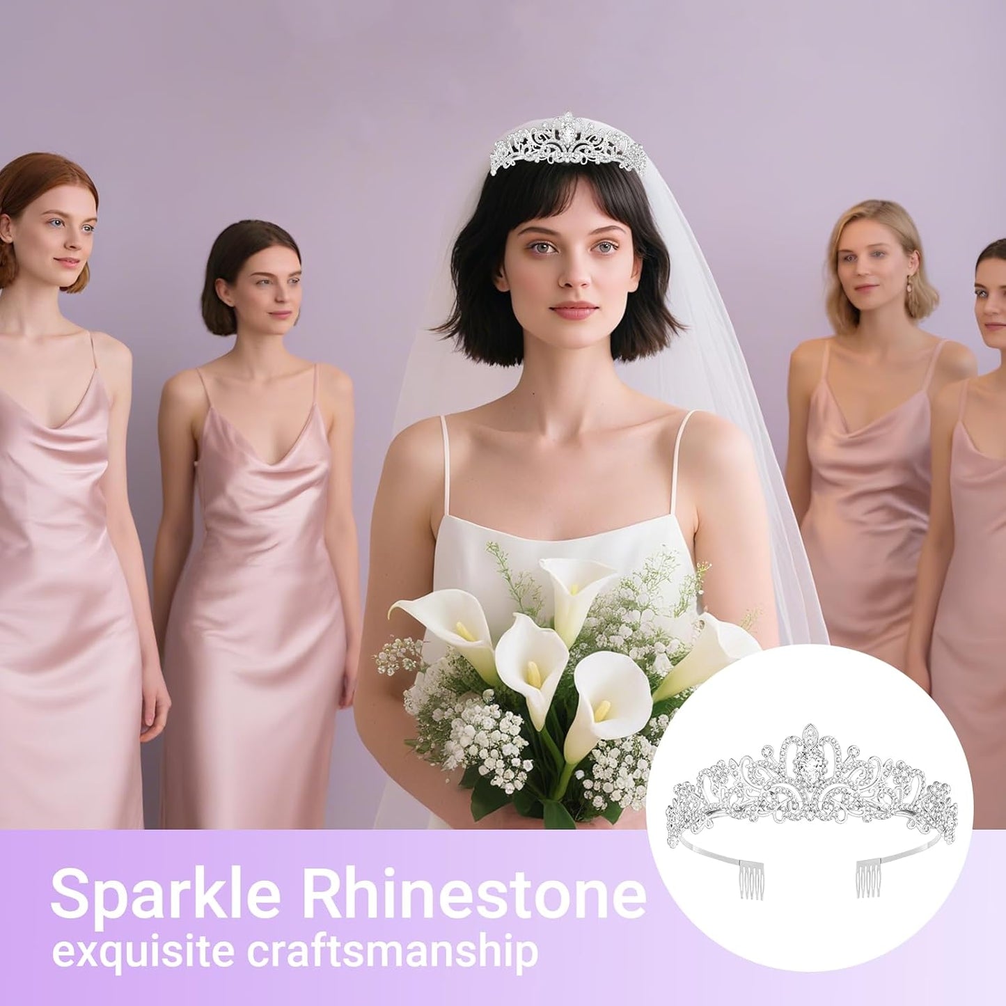 Tiara Crown for Women, Queen Tiara for Birthday Prom Bridal Party Custome Silver