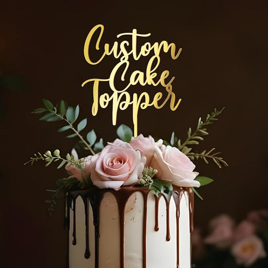Customized Cake Topper Personalized Text Acrylic Cake Decoration for Birthdays Weddings, Baptisms, or any Occasion (Attena)