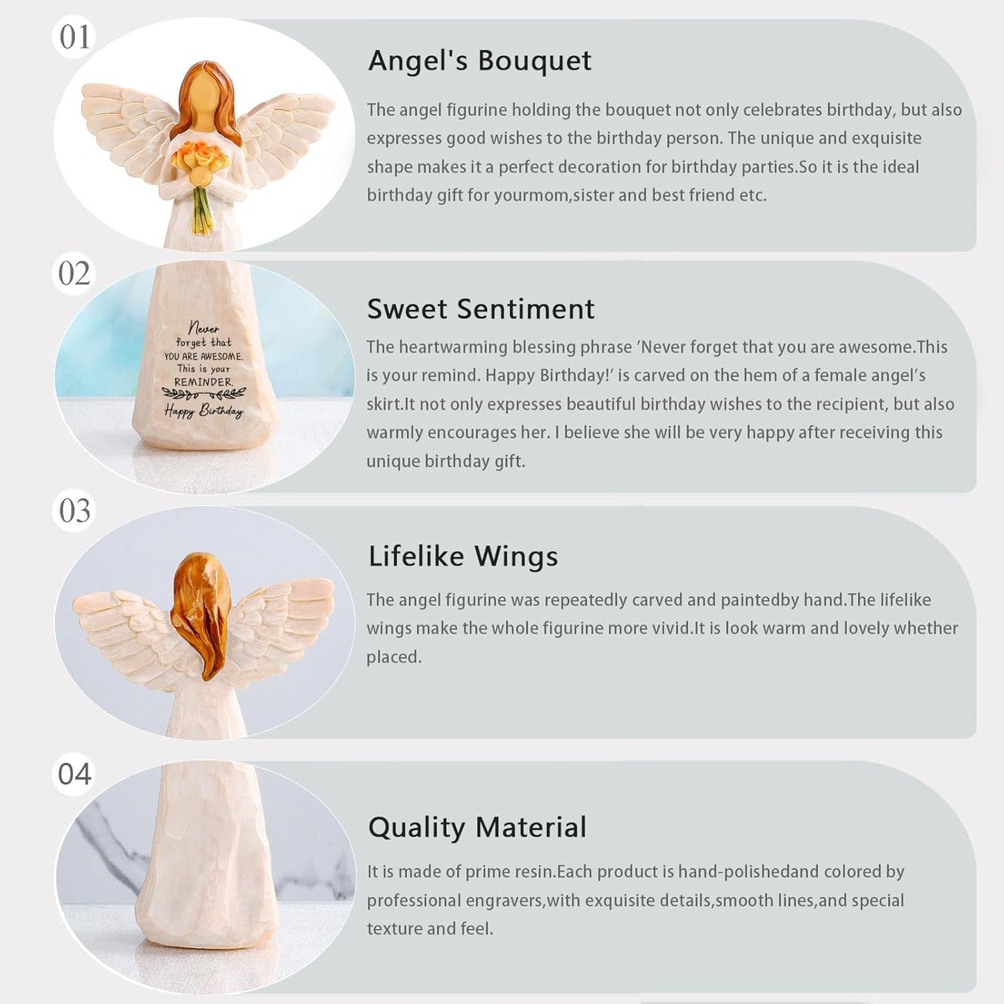Birthday Gifts for Women,5.5'' Angel Figurine for Birthday Party Decorations,Unique Happy Birthday Gift for Mom,Sister and Best Friend