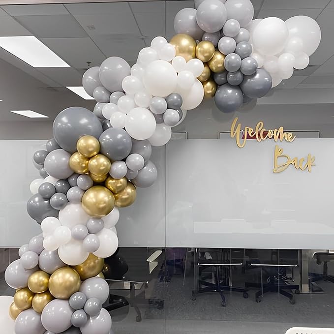 110pcs Gray Balloons 12inch Grey Latex Party Balloons for Graduation, Wedding, Birthday, Gender Reveal, Baby Shower, Bridal Shower, Anniversary Party Decorations