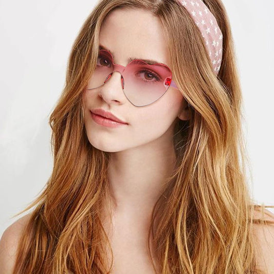 18 Heart Shape Rimless Sunglasses Transparent Candy Color Party Glasses Colored Eyewear for Women