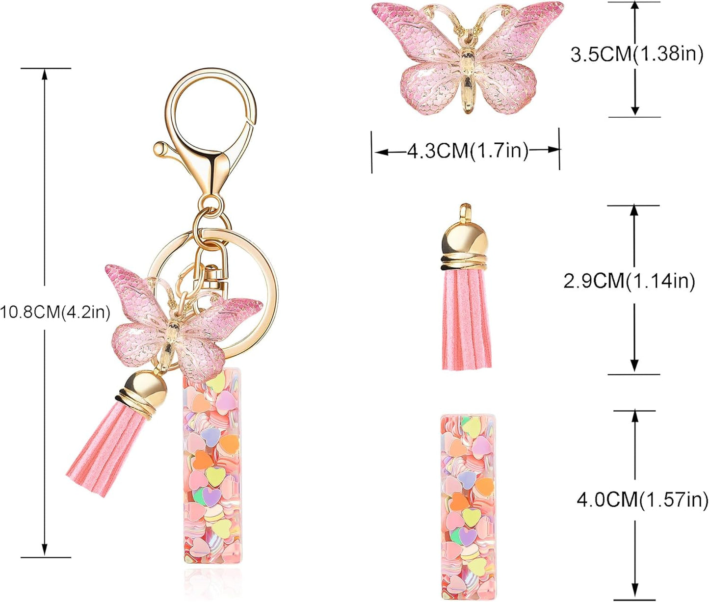 Fashion Alphabet Initial Letter Keychain Tassel Butterfly Pendant Key Ring for Purse Handbags Women Girl