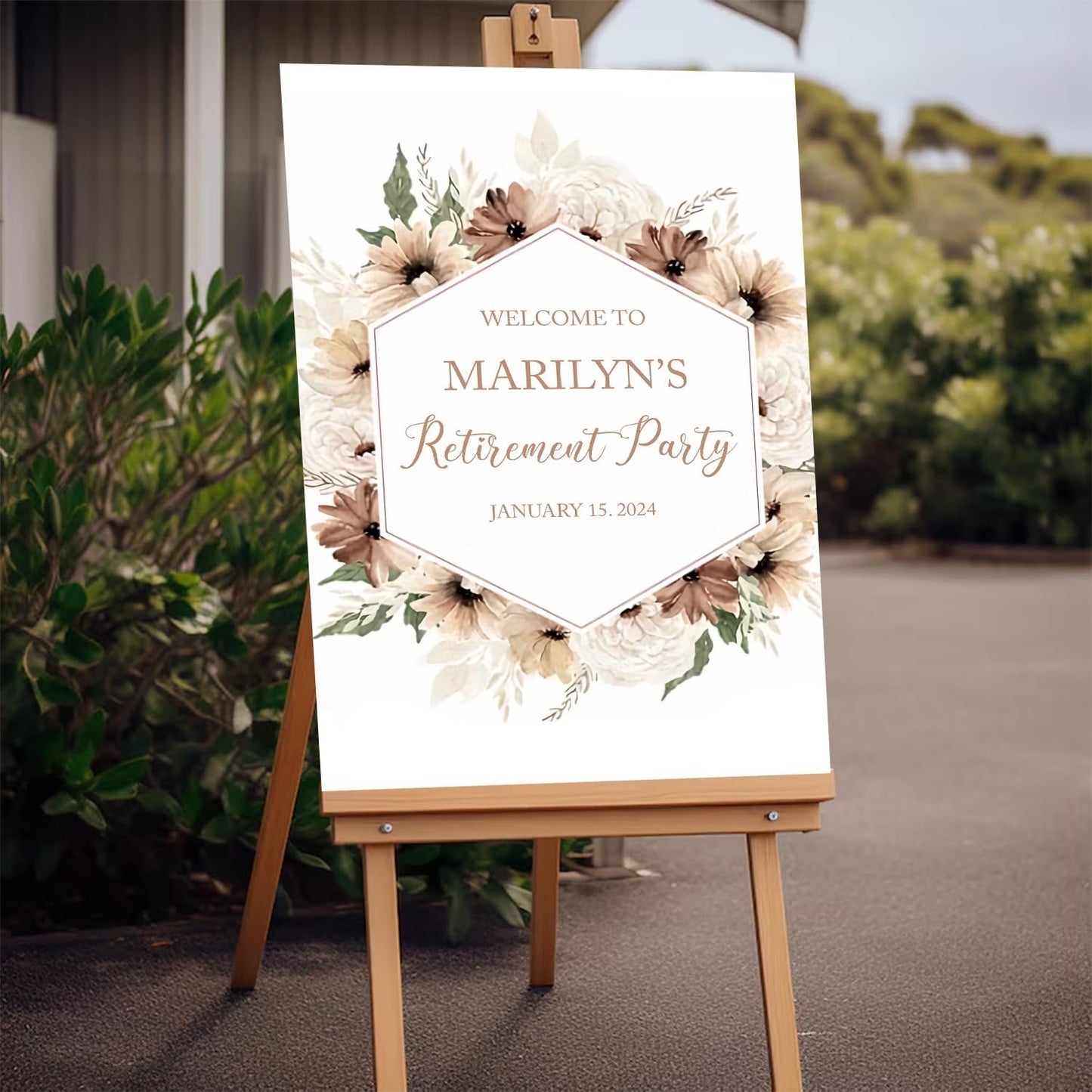 Boho Retirement Party Easel Sign - Elegant Bohemian Welcome Sign
