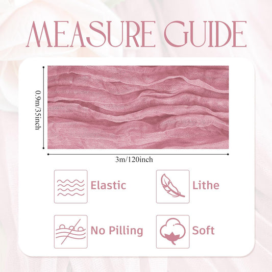 Wokceer Cheesecloth Table Runner Pink 10FT Boho Gauze Cheese Cloth Table Runner for Party Long Rustic Sheer Table Runners for Baby Bridal Shower Wedding Easter Table Decor