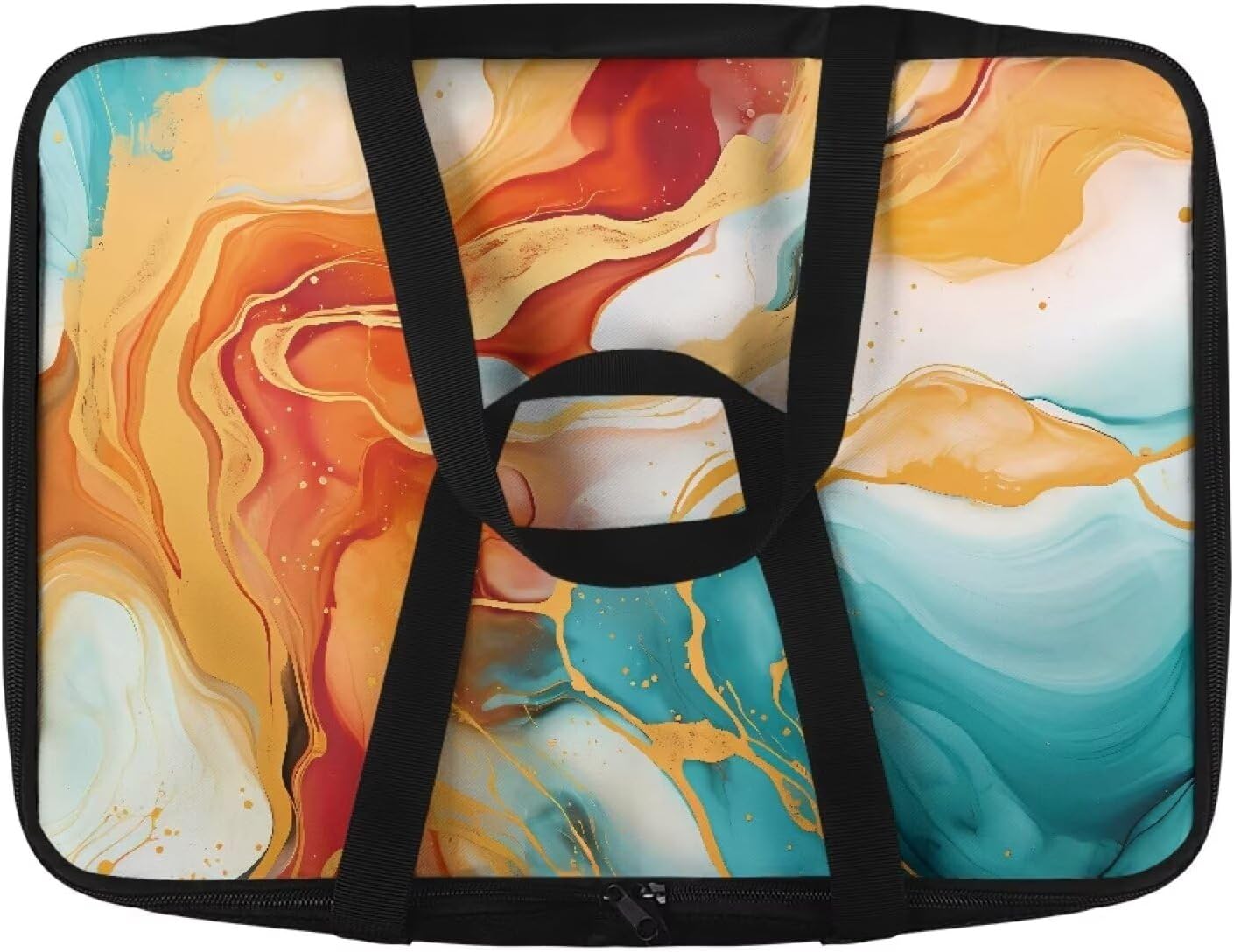 Orange Marble Print Insulated Casserole Carrier Thermal Bags Casserole Carriers for Hot or Cold Food with Heat Resistant Lining Zip Food Carriers for Parties Travel Potluck