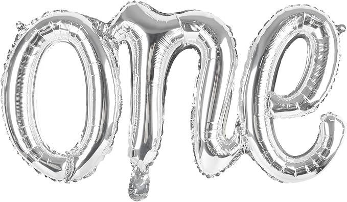 Silver One Balloons for 1St Birthday, 1 Year Old Balloon Birthday Decorations for Boys Girls, Giant Birthday Number One Balloons