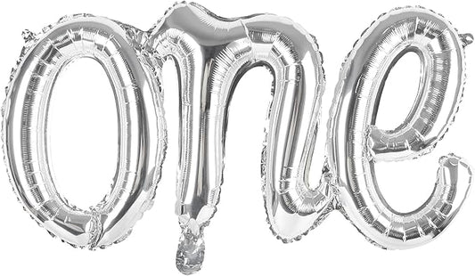 Silver One Balloons for 1St Birthday, 1 Year Old Balloon Birthday Decorations for Boys Girls, Giant Birthday Number One Balloons