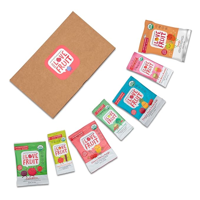 YOU LOVE FRUIT - Fruit Snacks Gift Box 24 Pack, 100% Natural Gluten-Free, Vegan, Fiber Packed, Low Fat Fruit Snack for Kids, College Students, Teachers and Offices, Healthy Fruit Snacks (apple cinnamon, mango, berry, kiwi berry, passion fruit, cherry m...