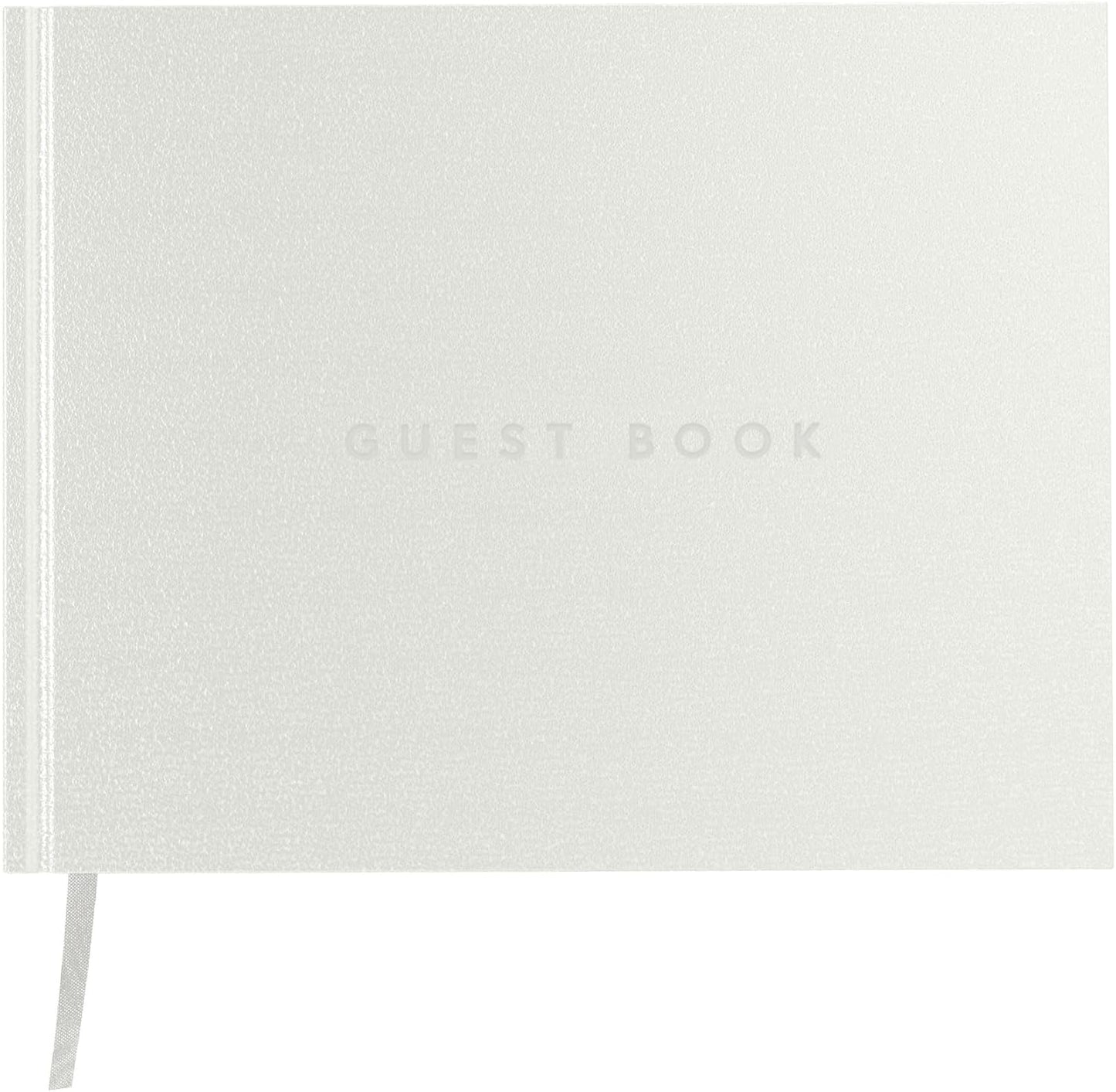 Useful Co. Classic White Guest Book, Guest Book Alternative for Party, Sign in Book, Vacation Home, Funeral Guest Book, Hardbound Guestbook, Leather Cover, 112 Pages, 9 x 7 Inches - White