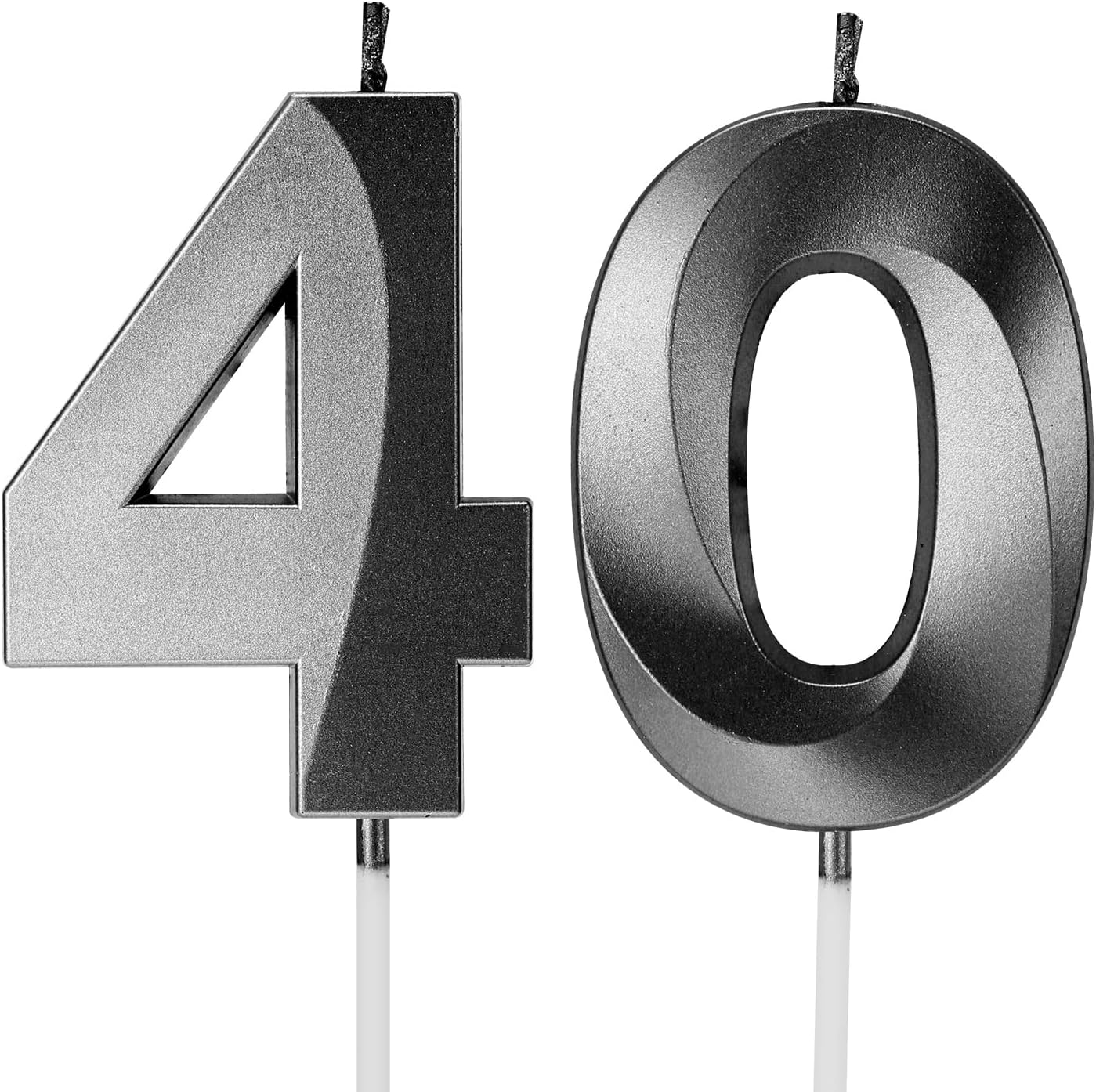 40th Birthday Candles Numerals 40 Numbers for Cakes Candle Happy Fortieth Birthday 3D Designed Wedding Anniversary Party Cake Topper Decorations (40, Black)